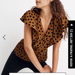 Madewell Carmelina painted dots flutter sleeve top